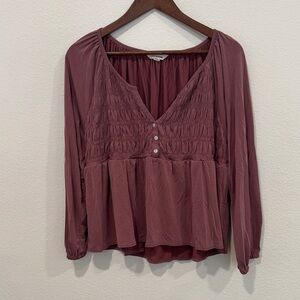 Lucky Brand Mauve Button-Front Blouse